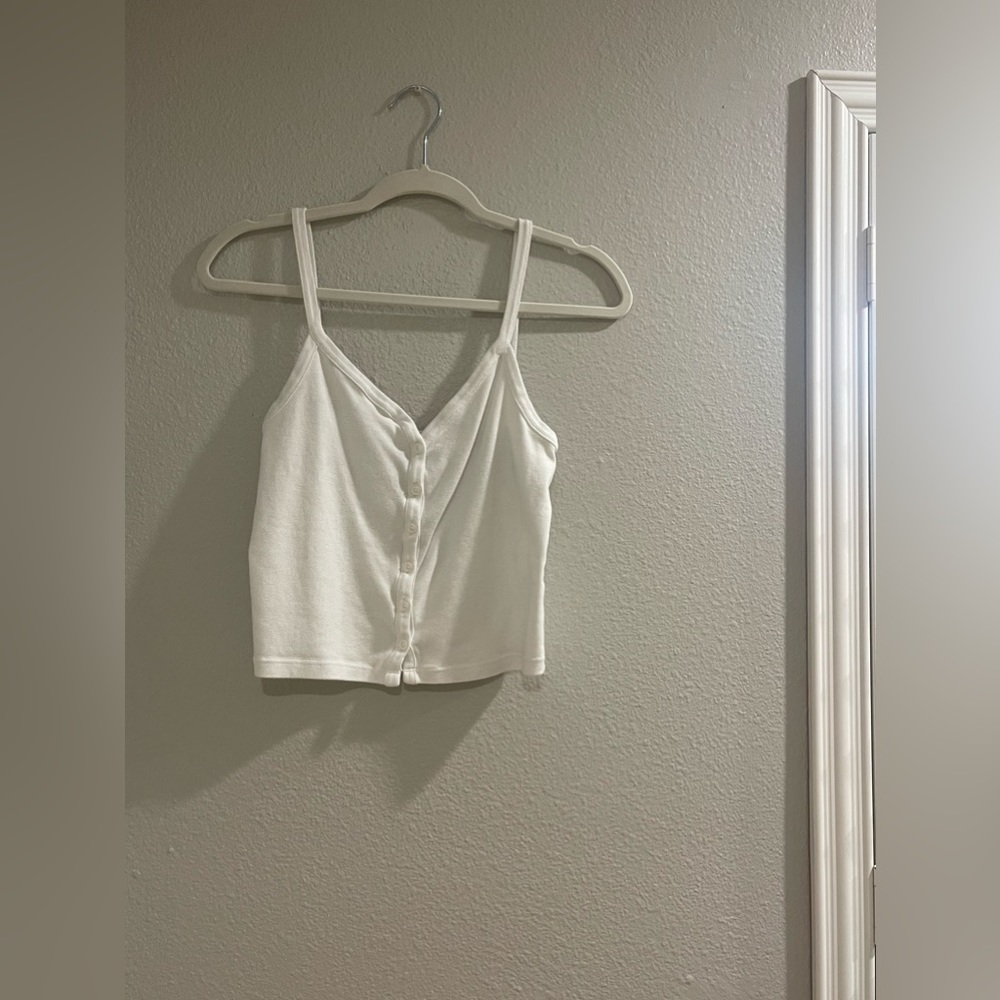 John Galt | White Zelly Button Tank Top